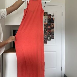Vibrant Coral Sleeveless Dress